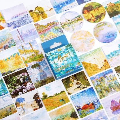45pcs/lot Van Gogh Famous paintings Mini Box Stickers Vintage Paper Stationery Sticker Set For Diy Scrapbook Card Making Craf