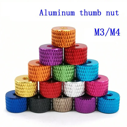 10pcs M3 M4 Aluminum Thumb Nut Knurled Hand Round Nuts Anodized 11 Colors