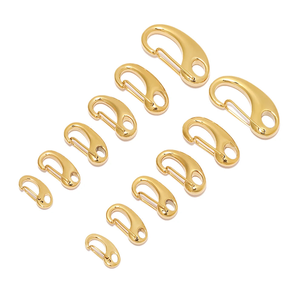 5pcs Stainless Steel D Lobster Clasps Spring Hooks Key Chains Bags Snap-fastener Buckles Connectors DIY Jewelry Accessories