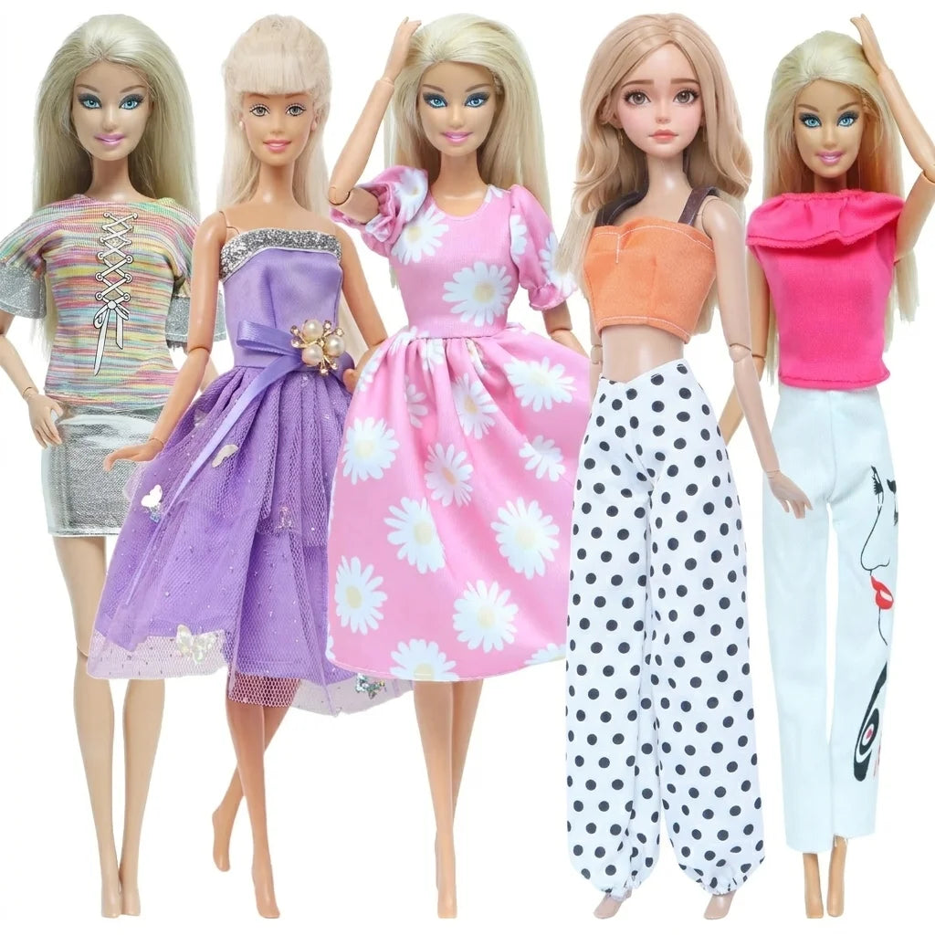 5 Set 3 Set Handmade Fashion Doll Outfit Daily Casual Wear Blouse Shirt Vest Bottom Pants Skirt Clothes for 1/6 Doll Accessor
