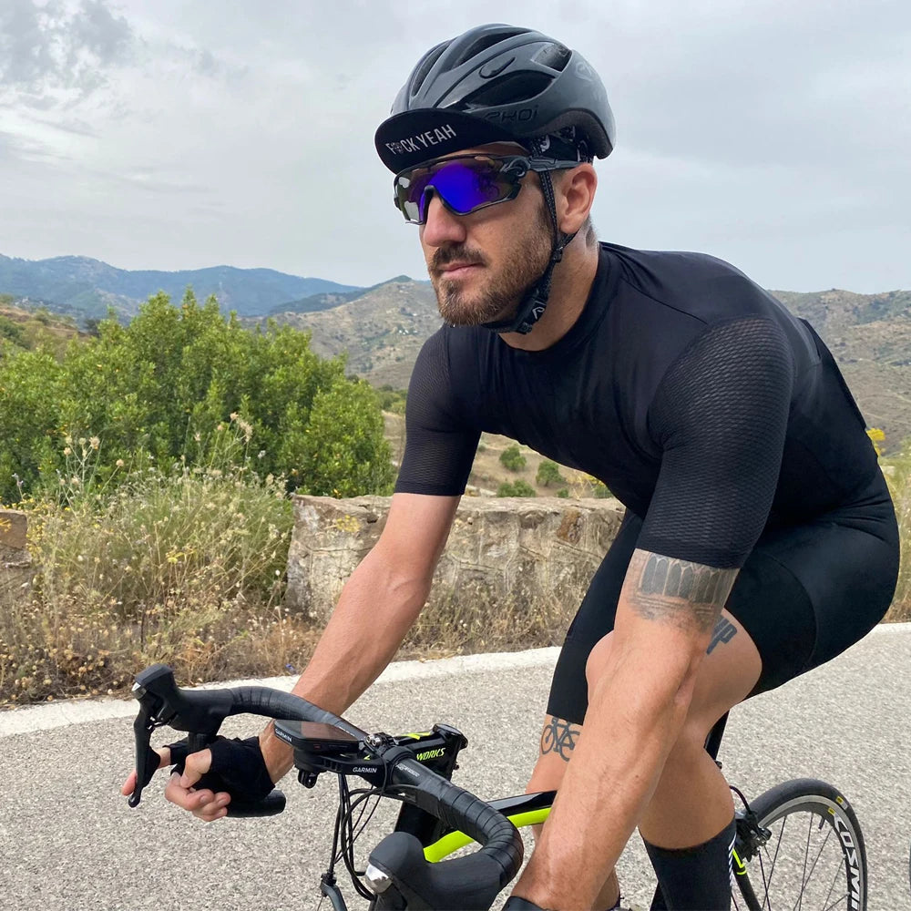 YKYWBIKE Summer Men’s Pro Cycling Jersey Breathable Mtb Shorts Sleeve Bicycle Clothing Pockets Mountain Cycling Road Bike