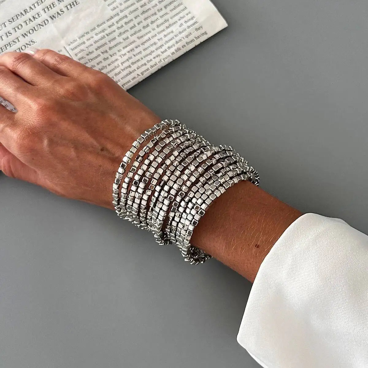 Vintage Multi Layer Wide Bracelet for Women Punk CCB Acrylic Bead Chain Bangle Bracelet 2026 Fashion Jewelry Accessories - Si