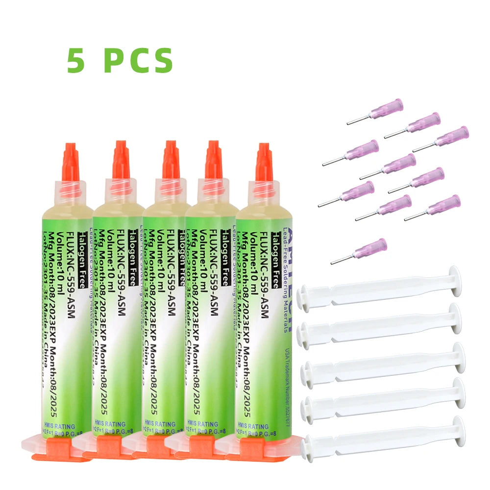 NC-559-ASM BGA PCB No-Clean Solder Paste Welding Advanced Oil Flux Grease 10cc Soldering Repair Paste - 5PCs