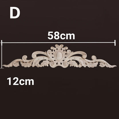 Wood Appliques and Onlays Natural Furniture Wall Door Woodcarving Decorative Long Flower Wooden Figurines Crafts Corner Frame