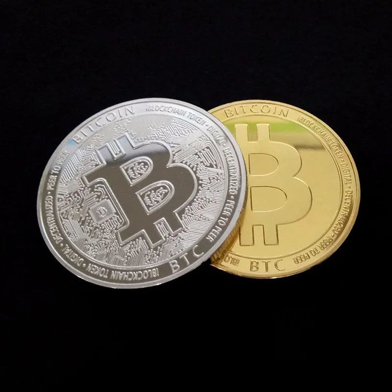 BITCoin Art Collection Gold Plated Physical Bitcoins Bitcoin BTC with Case Gift Physical Metal Antique Imitation Silver Coins