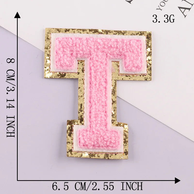 8CM Patch Letters for Clothes Alphabet Sticky Letter Clothing Bags Jacket Iron on Letter Emblems Chenille Patches for DIY MC0