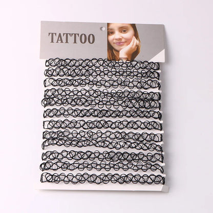12pcs/lot Vintage Hippy Stretch Tattoo Choker Necklace Elastic Chocker Necklace Fishing Line Tattoo Colorful Necklace
