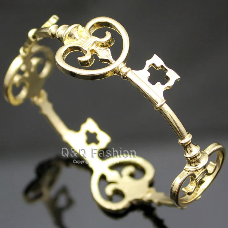 Vintage Victorian Skeleton Key Bracelet Women Man Fashion Lucky Cuff Bangle Anime HipHop Punk Charm Jewelry Creative Accessor