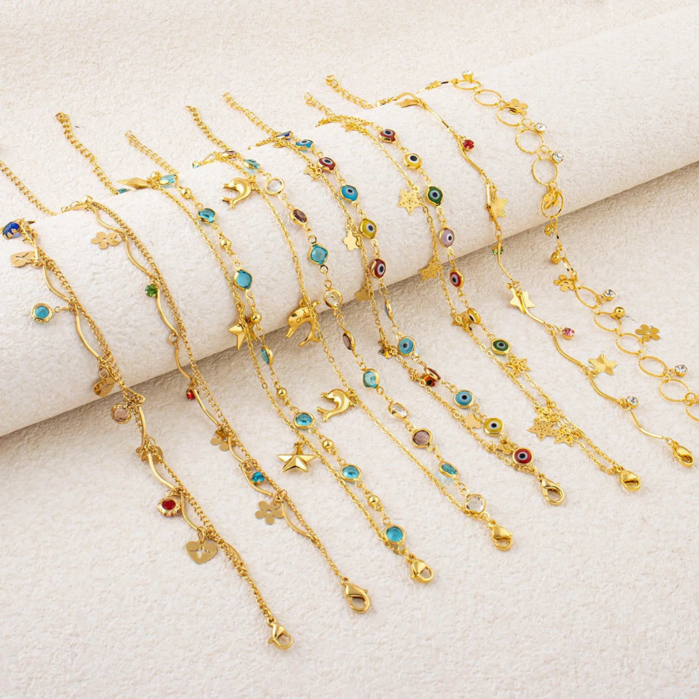 Female Heart Anklets Bracelet Sandals Foot Jewelry Leg New Anklets on Foot Bracelets for Women Leg Chain Jewelry Accessories