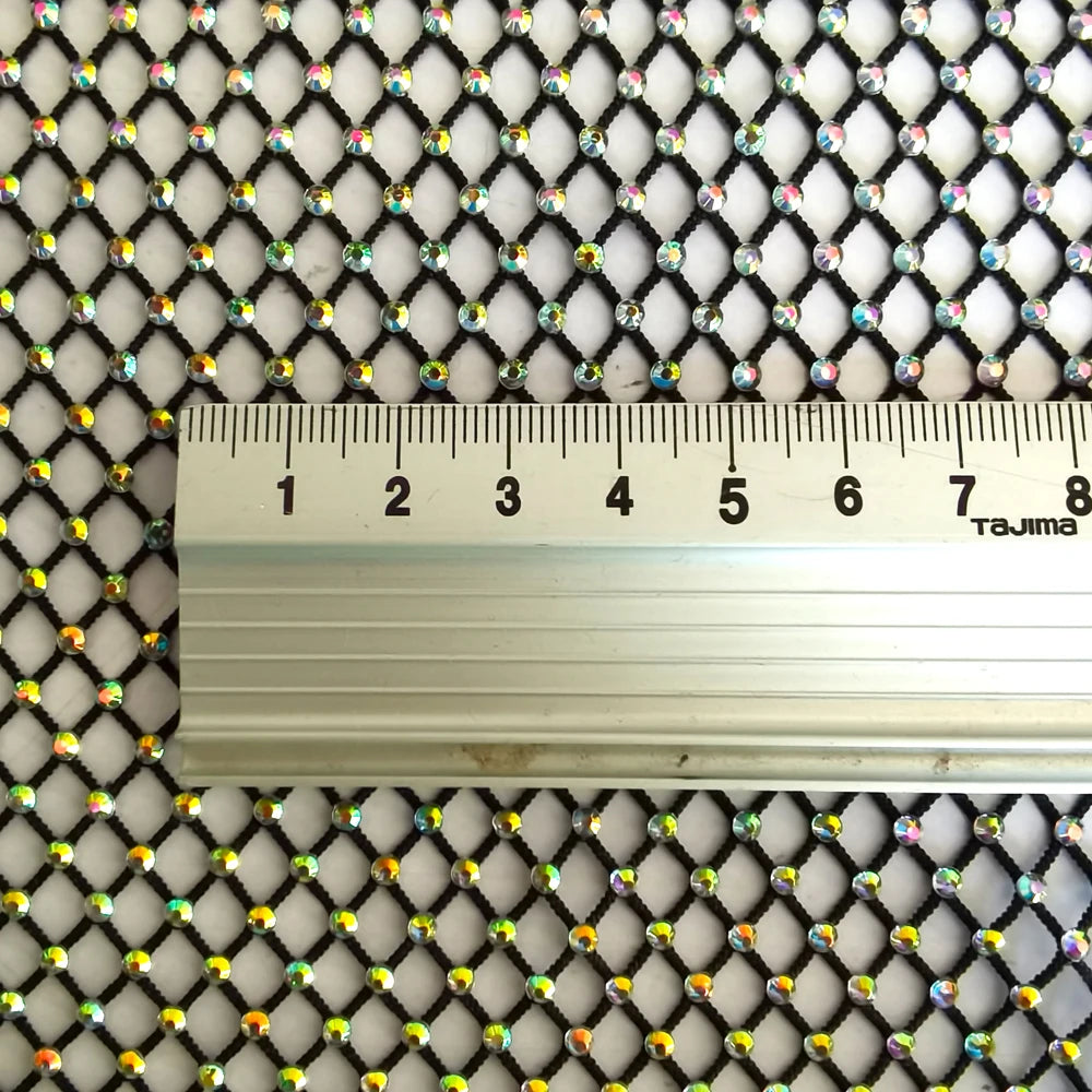 Multicolor Rhinestones Mesh Applique Trim Fabric With Rhinestones SS10 Crystal Sewing Trimming Strass Crystal Tape Net For DI
