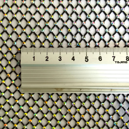 Multicolor Rhinestones Mesh Applique Trim SS10 Crystal For DIY Crafts