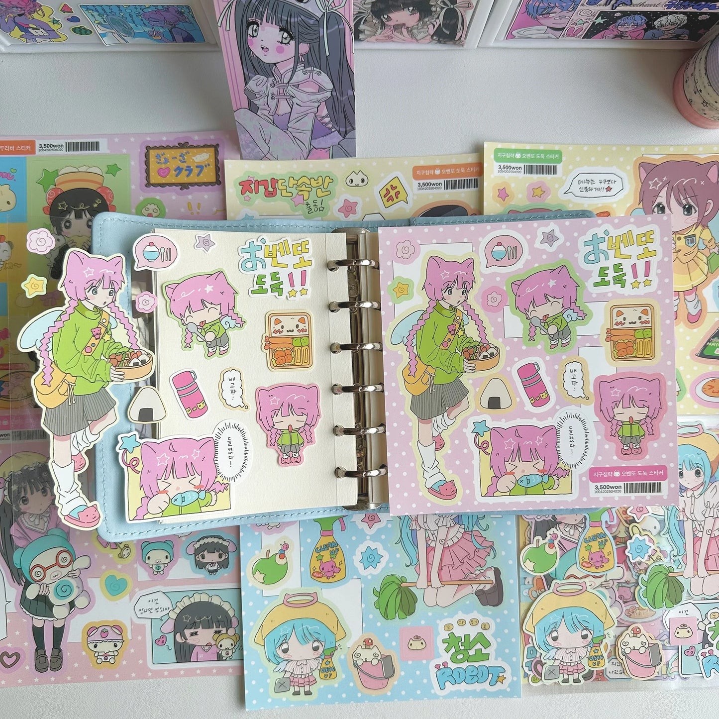1/6PCS Cute Cartoon Sweet Cool Girl Stickers Hand Account Diary Notebook Planner Scrapbook DIY Decorative Stickers