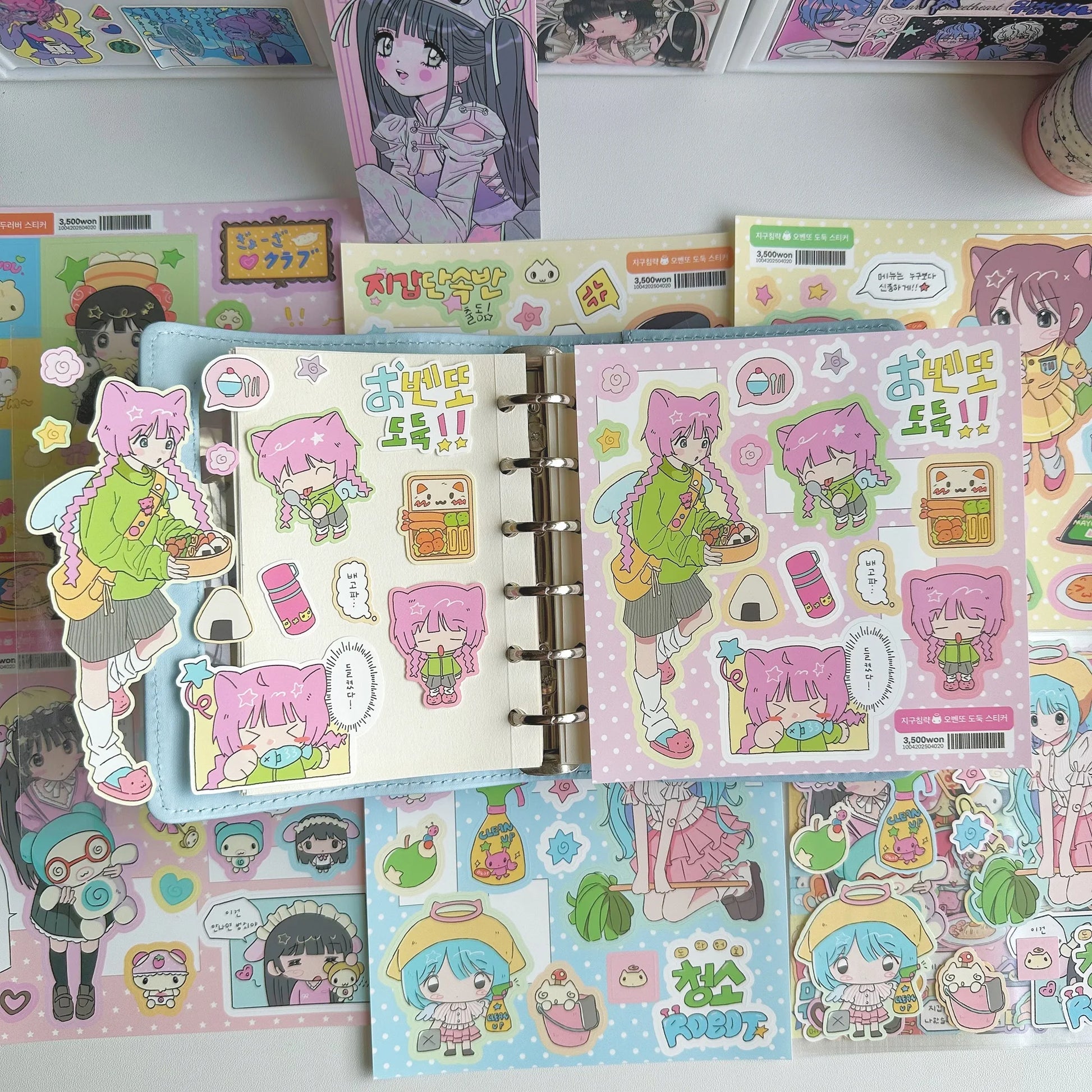 1/6PCS Cute Cartoon Sweet Cool Girl Stickers Hand Account Diary Notebook Planner Scrapbook DIY Decorative Stickers