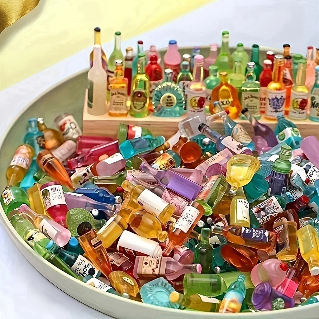 50 pieces of mini drink bottle doll house decoration, DIY mobile phone case wine bottle doll house decoration