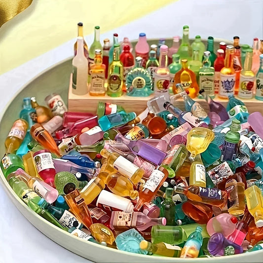 50 pieces of mini drink bottle doll house decoration, DIY mobile phone case wine bottle doll house decoration
