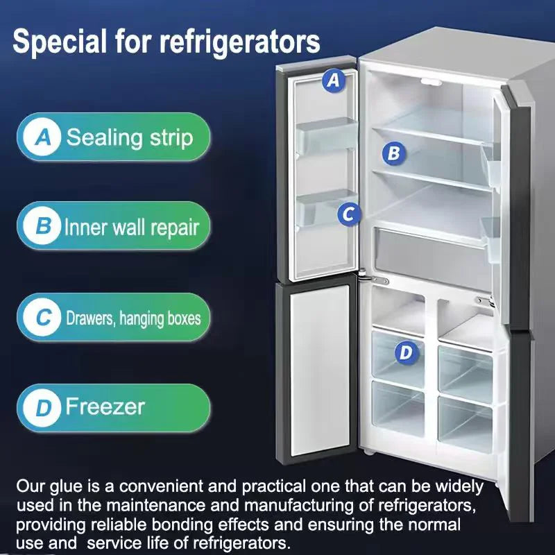 Special glue for refrigerator, super glue, plastic glue, refrigerator seal, transparent, low temperature tolerance, antifreez