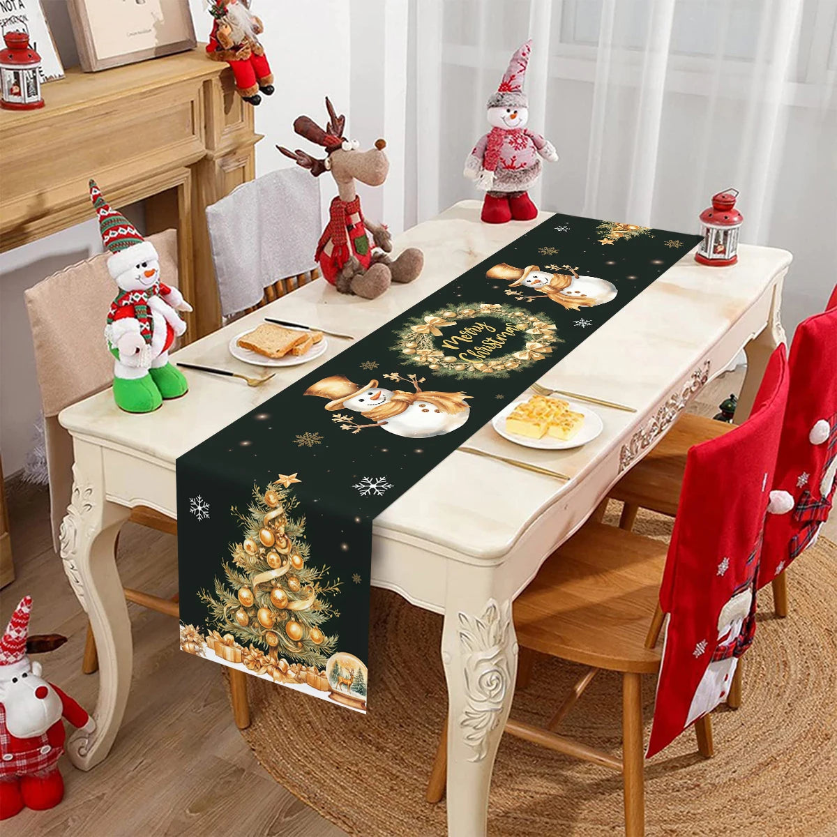 Christmas Table Runner Merry Christmas Decoration for Home Xmas Party Decor 2025 Navidad Notal Noel Ornament Happy New Year 2
