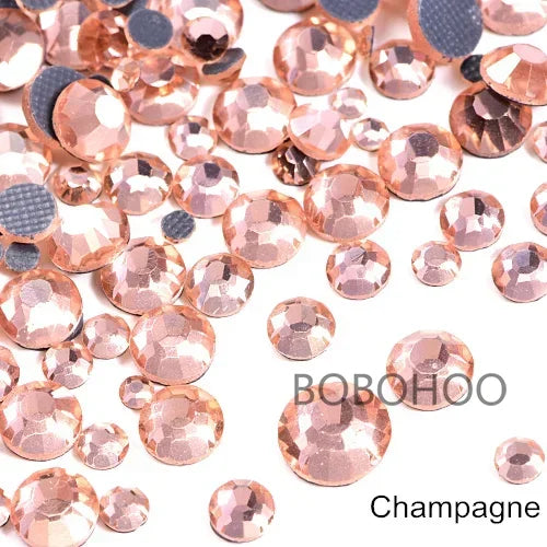 Bobohoo DMC SS6-SS30 Crystal Stones HotFix Rhinestone Glitter Crystal Strass Iron On Rhinestones For Garment Clothing Dress