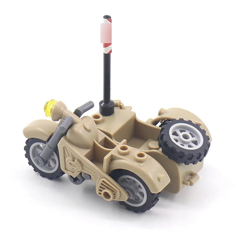 Military Weapon Motorcycle Many Colors Toys For Children Accessories War II Transportation Facility Militaries Compatible Blo