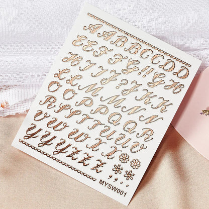1PC 26-English Alphabet Number 3D Self-adhesive Nail Art Decal Sticker Word Small Letter Nail Decals Sticker Manicure Decorat