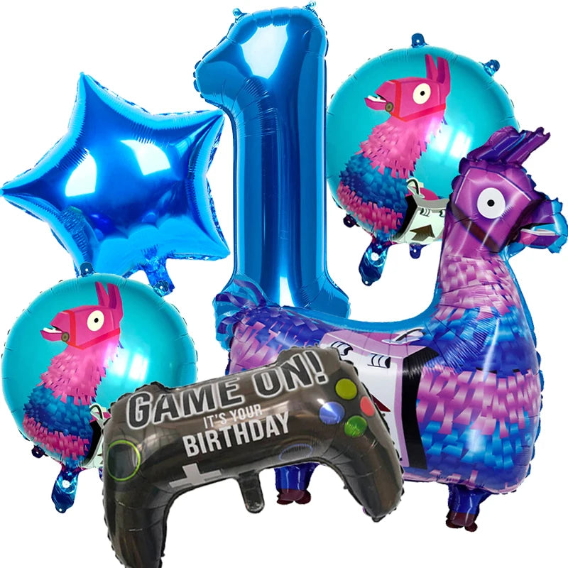 Video Game Fortnitions Birthday Party Decoration Cartoon Alpaca Llama Plate Tablecloth Baby Shower Kids Favors Party Supplies