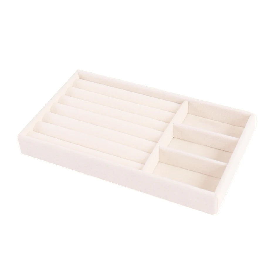 1PC, Flocking Jewelry Box Jewelry Tray, Color: Beige - 2-in-1pallet