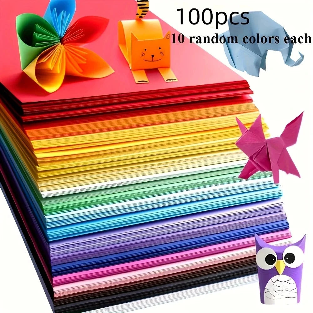 100 sheets of cardstock available in 10 colors for origami art crafts office supplies scrapbooking and sewing - 100Pcs Mix Co