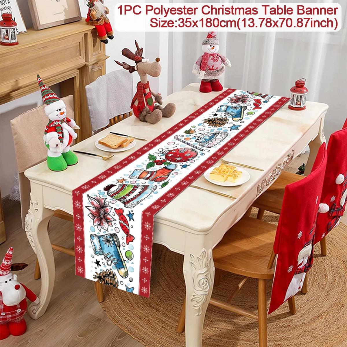 Christmas Table Runner Merry Christmas Decoration for Home Xmas Party Decor 2025 Navidad Notal Noel Ornament Happy New Year 2