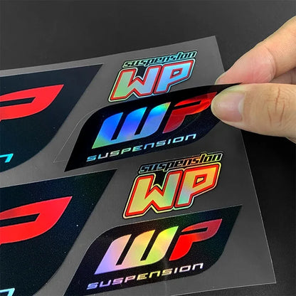 1SET Motorcycle Stickers Motocross Front Forks Wp for Shock Absorbers Cool Logo Suspension Durable Vinyl Decals Decoration
