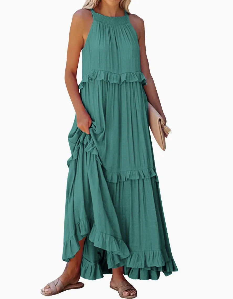 Lotus leaf edge dresses for women - army green / XL