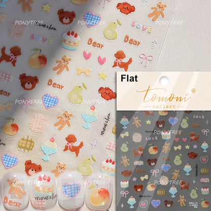 Sakura Pink Lip Print Rose Flower Butterfly Ice Cream Love Heart Bear Macaroon Balloon Candy Nail Art Stickers Manicure Decal