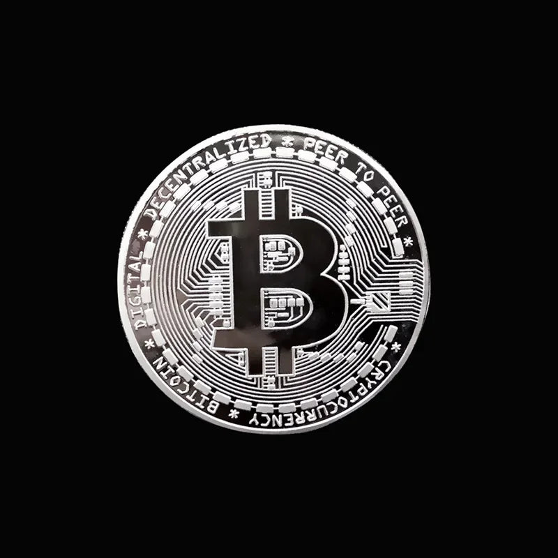 Gold Plated Bitcoin Coin Collectible Art Collection Gift Physical commemorative Casascius Bit BTC Metal Antique Imitation - S