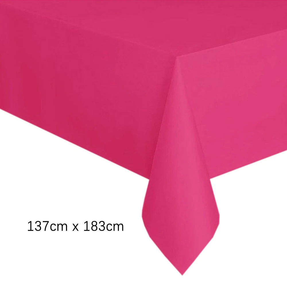 Disposable Tablecloth White Pink Table Cover Plastic Rectangle Desk Cloth for Birthday Wedding Party Table Decor Xmas - 1pc P