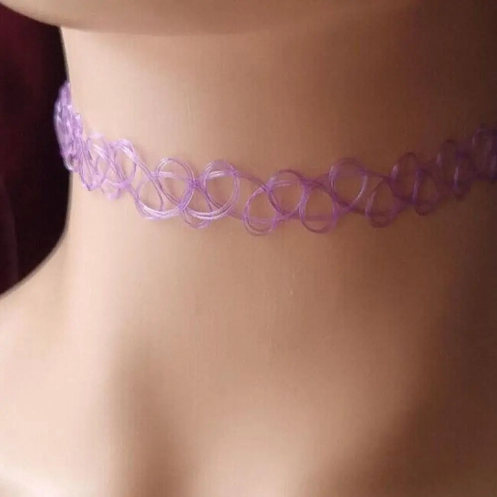 Gothic Jewellery Braided Fish Thread Choker Necklace Vintage Elastic Tattoo Choker Retro Necklace
