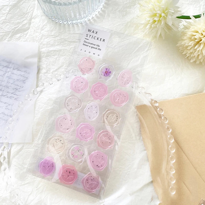 18pcs, Vintage Wax Seal Stamp Stickers, DIY Scrapbooking Journal Planner Decorations Stationery Envelope Sealing Tags - A