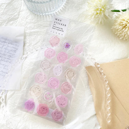 18pcs, Vintage Wax Seal Stamp Stickers, DIY Scrapbooking Journal Planner Decorations Stationery Envelope Sealing Tags - A