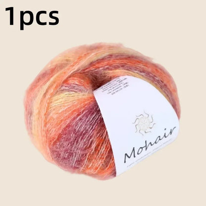 Crochet Yarn, Gradient Mohair Soft Cotton Yarn, DIY Knitting Yarn for Baby Sweater, Baby Hat, Cozy Scarf Projects