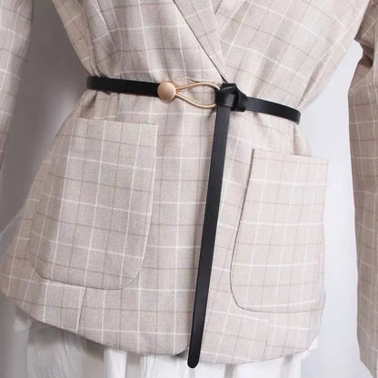 New Fashion Leather Women Belt Designer Metal Buckle Waist Strap All-match Lady Dress Coat Sweater Decorative Knotted Waistba