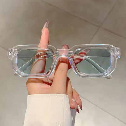 New Men Vintage Rectangle Frame Sunglasses Fashion Retro Sun Glasses Design Glasses UV400 Eyewear Women Goggles - Clear