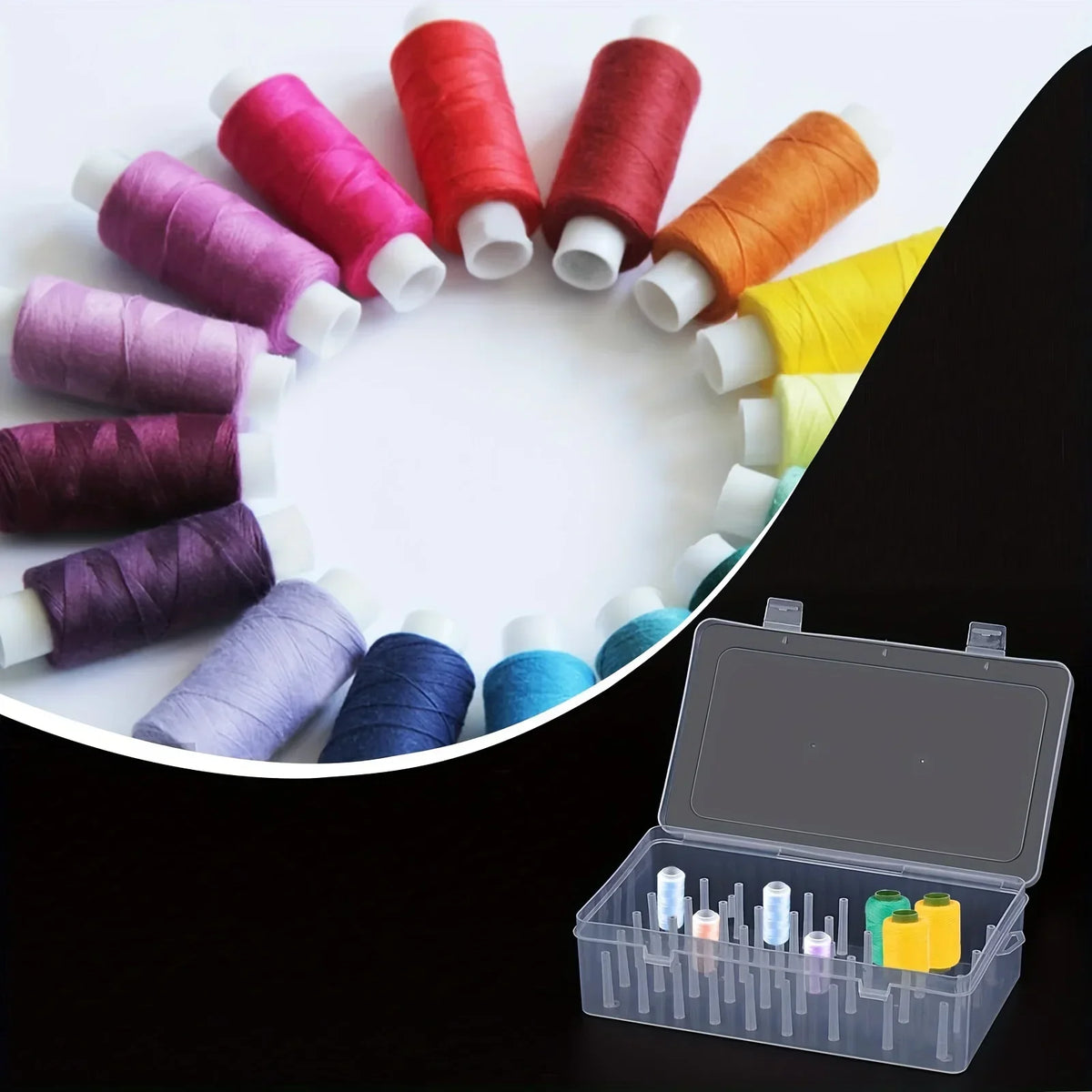 42 Roll Sewing Thread Storage Box, Transparent PP Plastic embroidery Sewing Set Storage Box, Portable Large Capacity