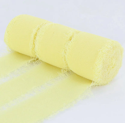 3 Roll/set 5m Frayed Edged Satin Handmade Chiffon Silk Ribbon For Wedding Invitation Bouquets Birthday Party DIY Decoration G