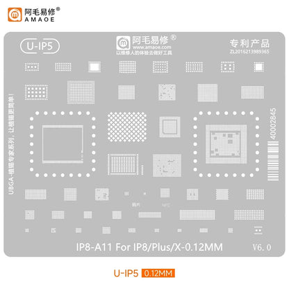 Amaoe BGA Reballing Stencil Template For iPhone 17 16 15 14 13 12 11 Pro Max XSMax 8 7P 7 6 A18 Tin Planting Soldering Net to