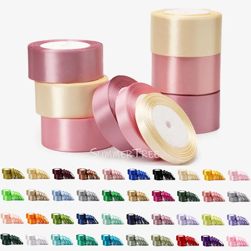 Satin Ribbon 25yards 6mm - 50mm Sash Gift Wrap Bow Handmade DIY Craft Halloween Christmas Wedding Birthday Party Decoration