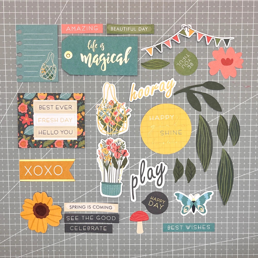 Creative Path 226pcs Nature Sense Scrapbooking Die Cuts Ephemera Green Blue Leaves Paper Diecuts For Journaling DIY Card Maki