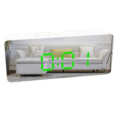 Digital Alarm Clock LED Electronic Desktop Clock with Temperature for Bedroom Home Office Teens Kids - green