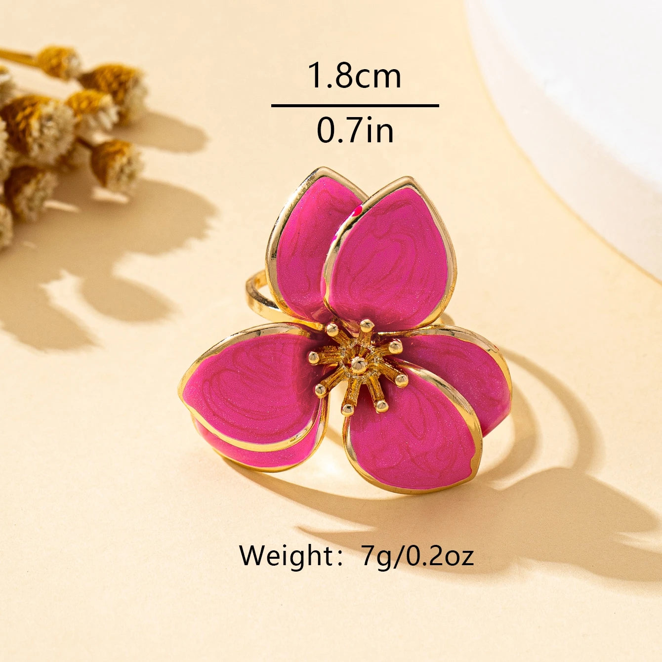 A Women's Open Ring with Flowers in Various Colors to Choose From, a Colorful and Fashionable Open Ring Suitable for Everyday