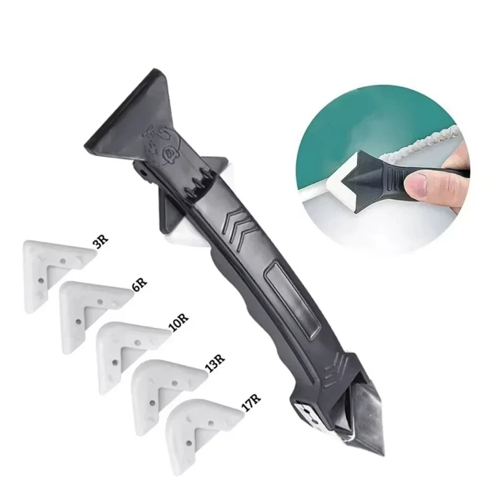Silicone Scraper Squeegee Glue Remover Knife Caulking Angle Beauty Crack Trowel Tool Grout Scraper Kit 5in1 Multifunctional H