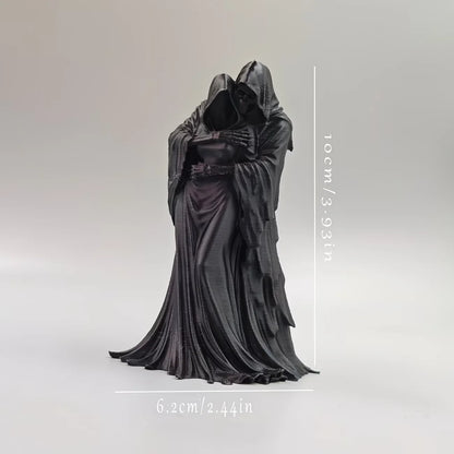 Grim Reaper Embrace Statue Decor, Collectible Figurines, Home Shelf And Desk Ornaments, Gothic Skull Sculptures