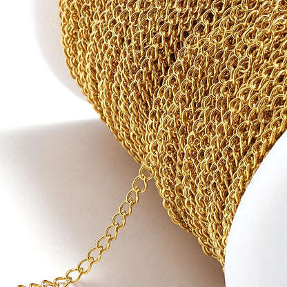 2 Meter Stainless Steel Extension Chain 2/3/4mm Gold Necklace Bracelet DIY Body Chain Accessories - Gold Color / 3x4mm Width 