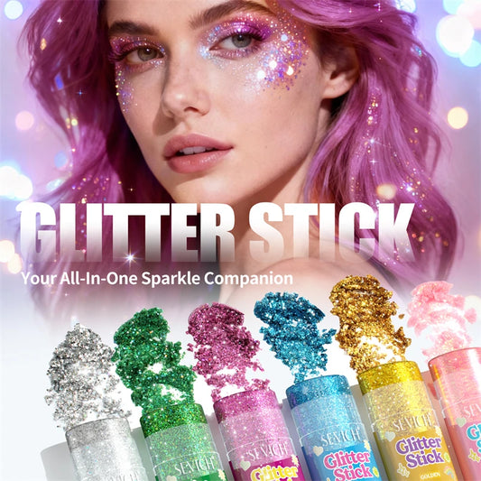 Sparkling Sequins Glitter Gel Stick Mermaid Sequin Body Glitter Gel Cosmetic Hair Glitter Festival Makeup for Christmas Party